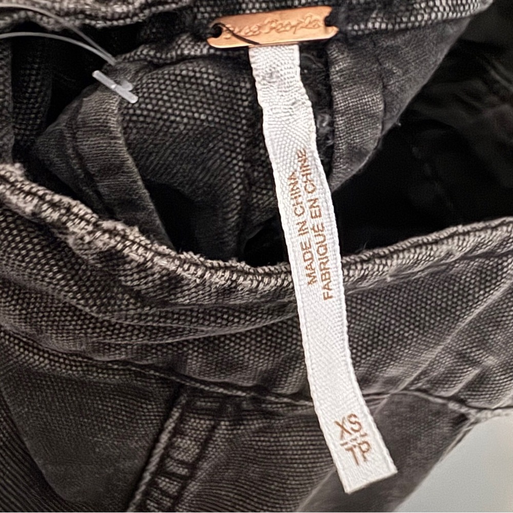 Free People X-Small Gray Black Go West Utility Jumpsuit Boho Belted Open Back - Picture 14 of 14